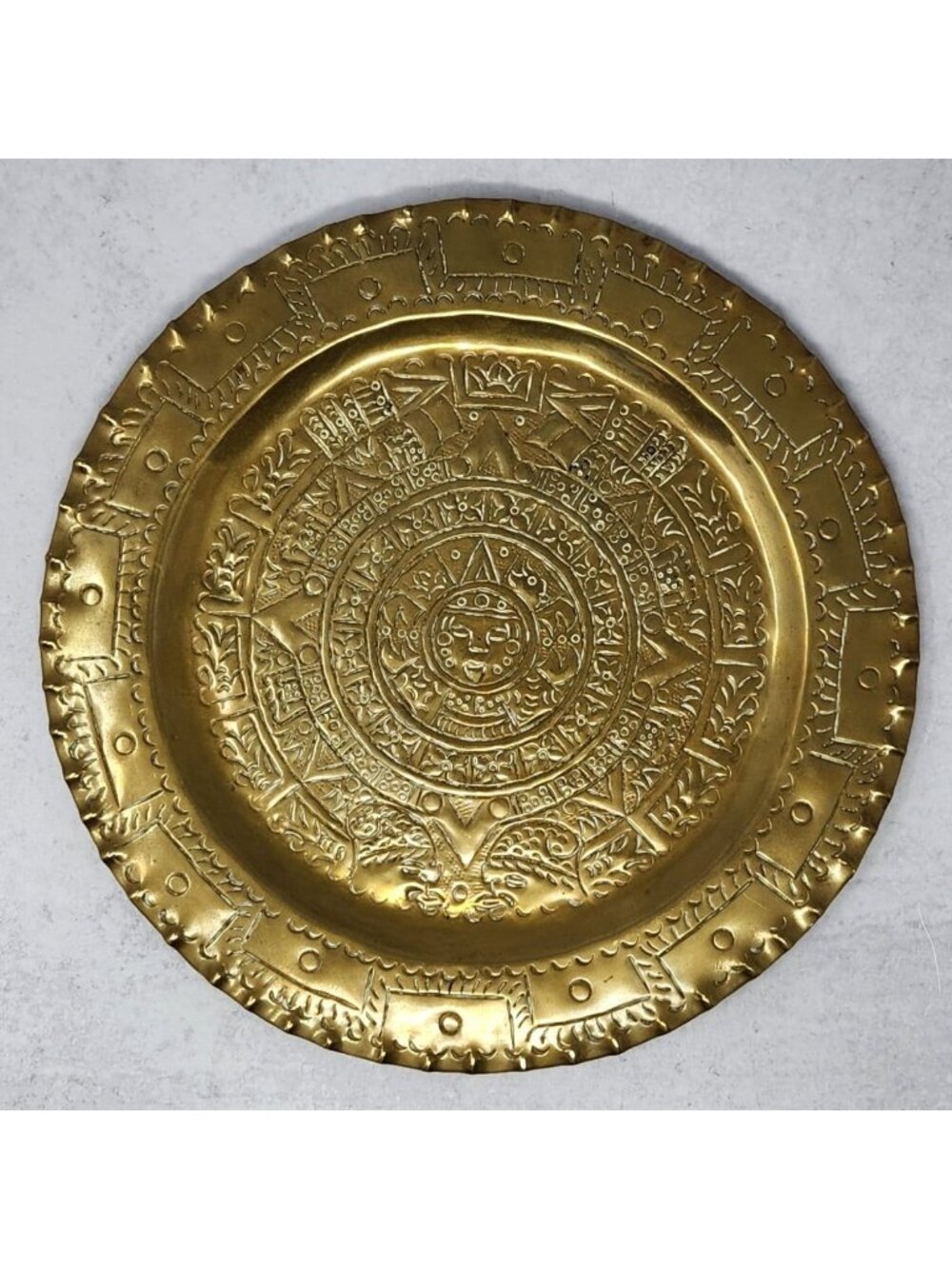 Aztec Brass Decorative Plate, Aztec Art, Aztec Home Decor, Made In Mexico, Vinta